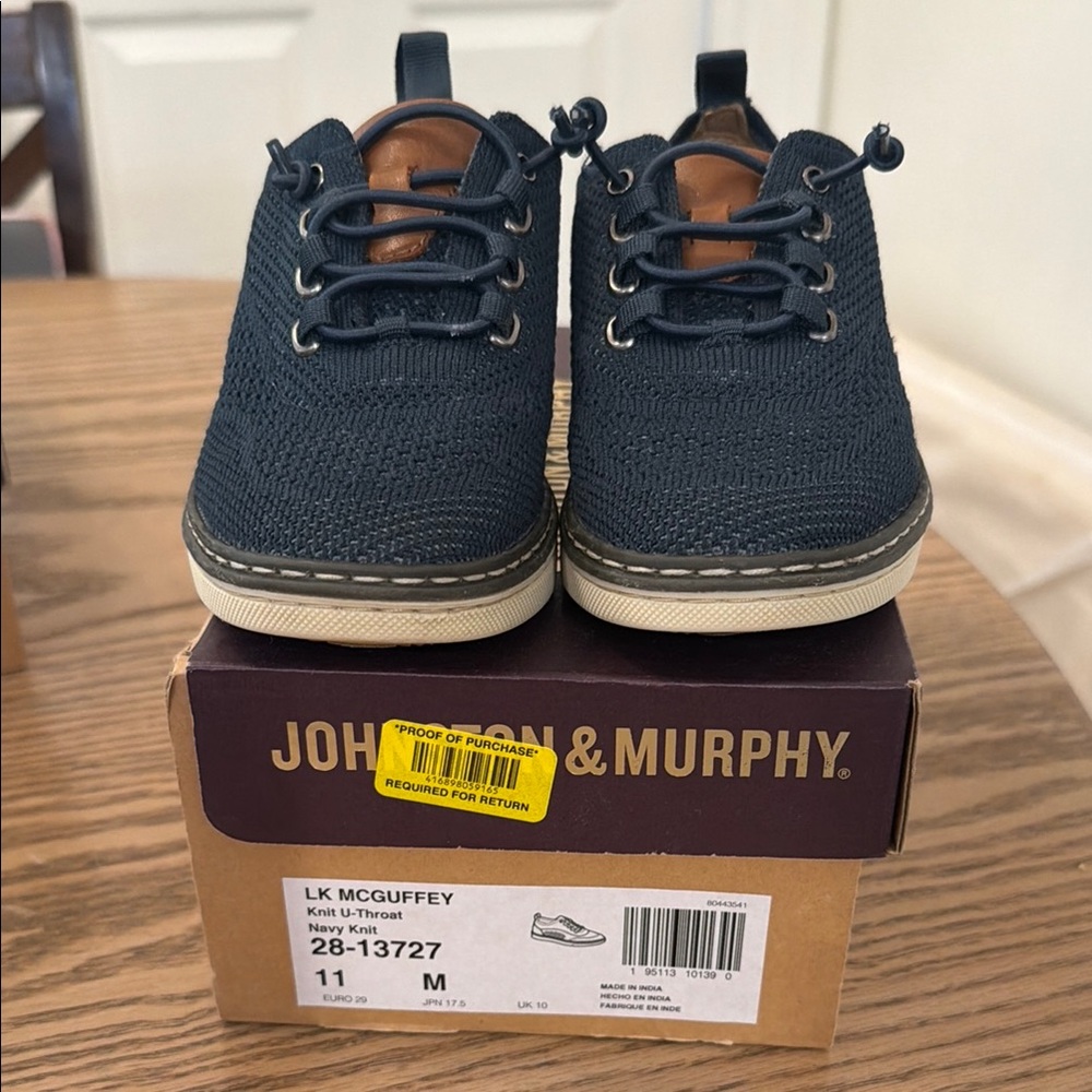 Johnston & Murphy Kids Navy Knit LK McGuffey Casual Sneakers